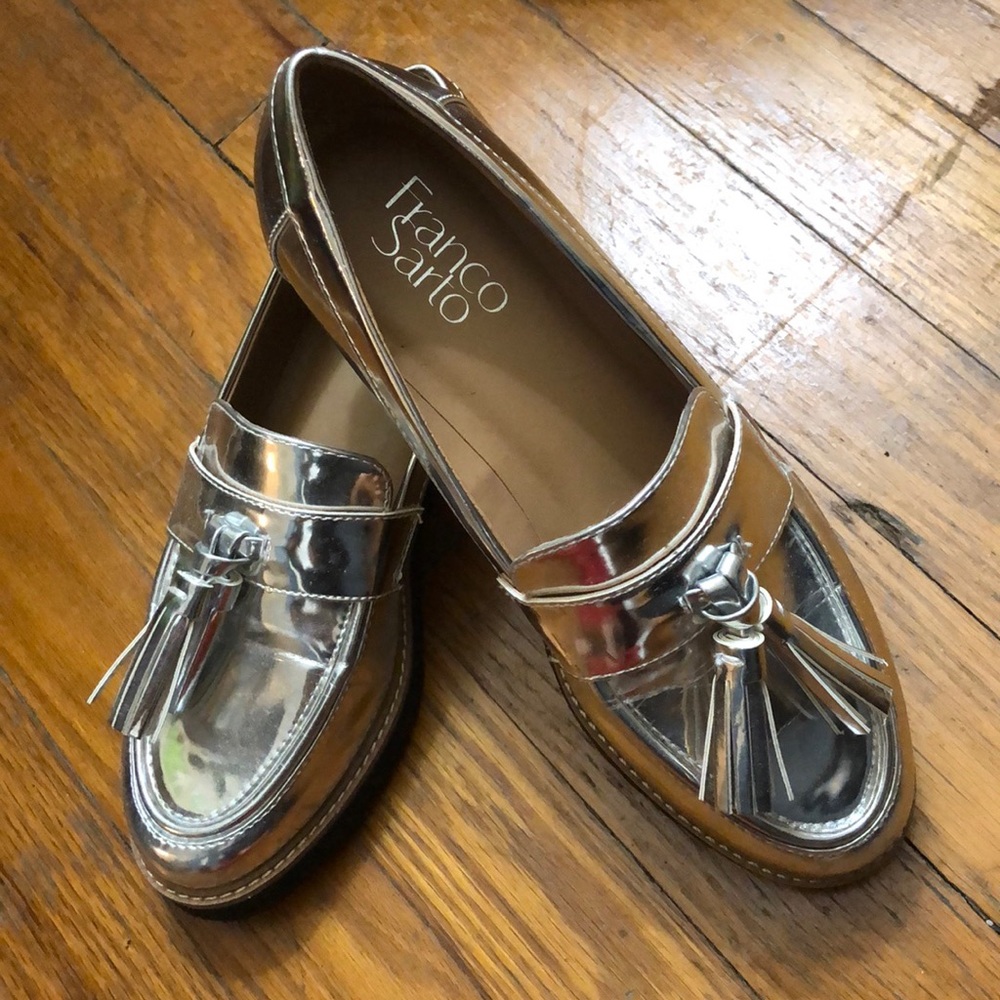 Shiny silver loafters